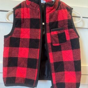 crown & ivy Red and Black Plaid Kids Vest